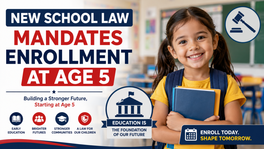 New School Law Mandates Enrollment at Age 5