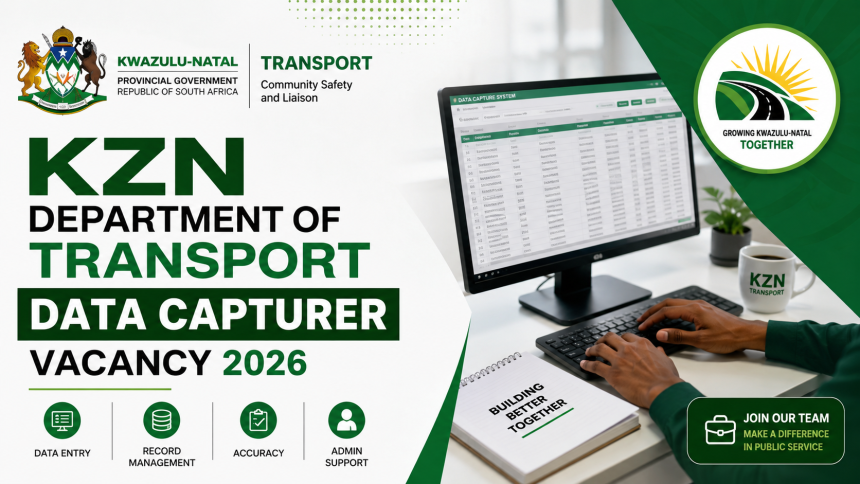KZN Department of Transport Data Capturer Vacancy 2026