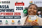 SASSA Confirms September 2026 Grant Payment Dates