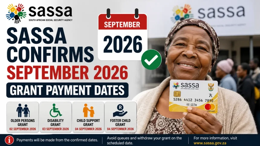 SASSA Confirms September 2026 Grant Payment Dates